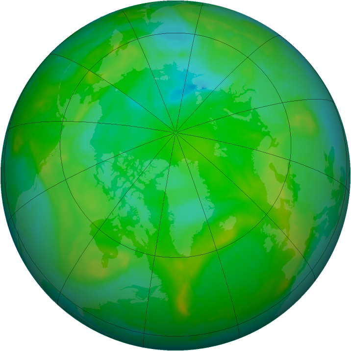 Arctic ozone map for 13 July 2008